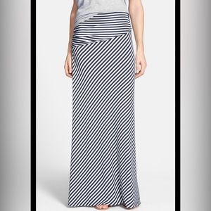 Long, black-and-white, striped maxi skirt